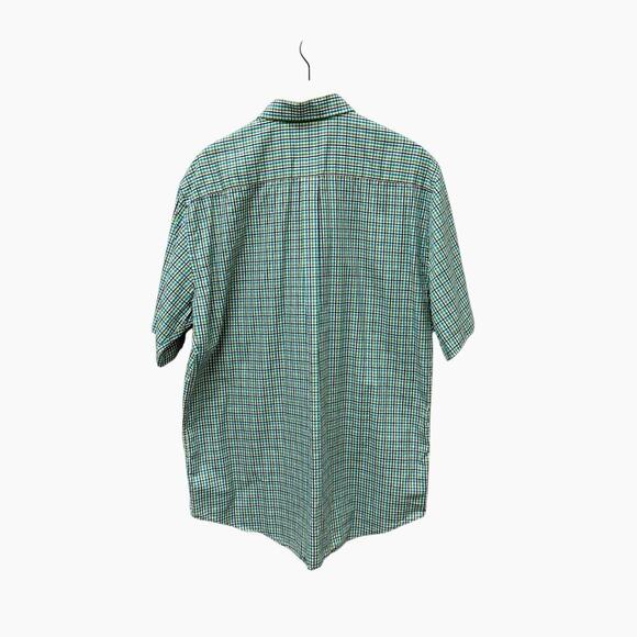Peter‎ Millar Plaid Green Blue Button Down Short Sleeve Men’s Size XL - Picture 4 of 6